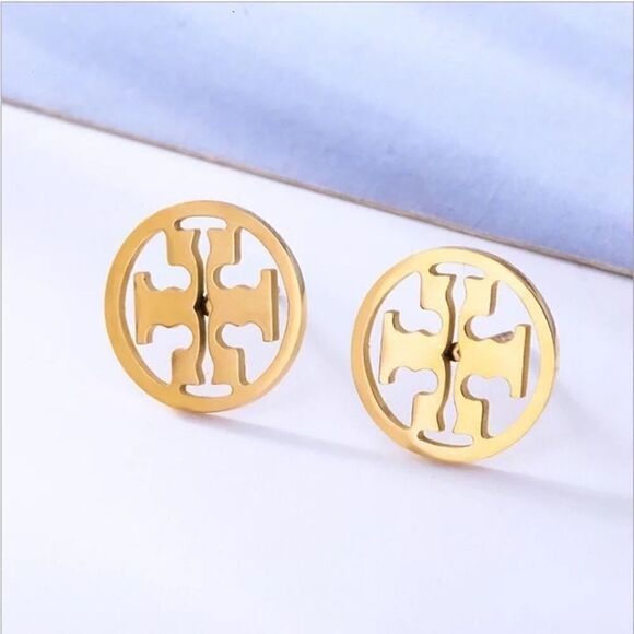 NWOT Tory Burch Gold Miller Larger Stud Earring’s - Picture 1 of 3